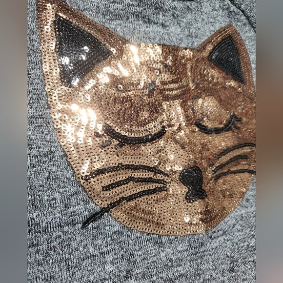 RMLA girls black short sleeve sequin cat embellished top/built-on tutu Size 4 - Picture 4 of 10